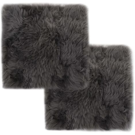 Lot de 2 Coussins de chaise  Coussin de siège  Coussins pour Fauteuil Gris clair 40x40 cm Mouton véritable VSGS238925