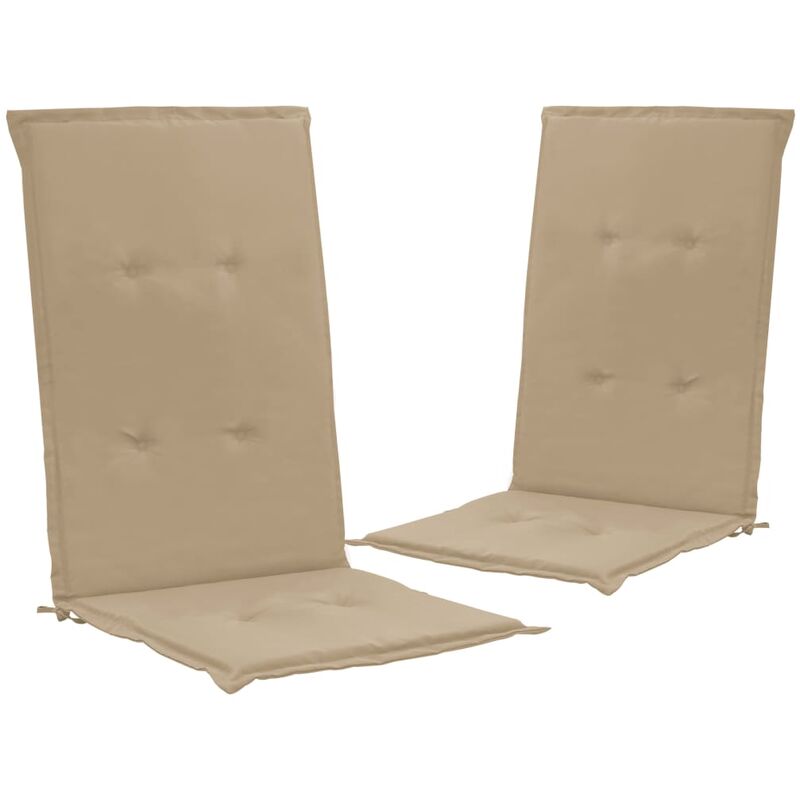 lot de 2 coussins de chaise de jardin 100% polyester beige 120 x 50 x 3 cm