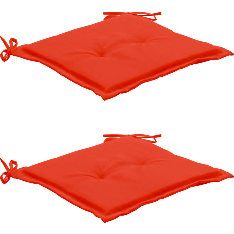 lot de 2 coussins de chaise de jardin 100% polyester imperméable rouge 50x50x3 cm