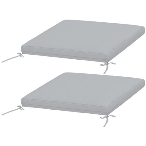 Lot de 2 coussins de chaise de jardin 50x50 cm, galettes antidérapantes en mousse haute densité, gris