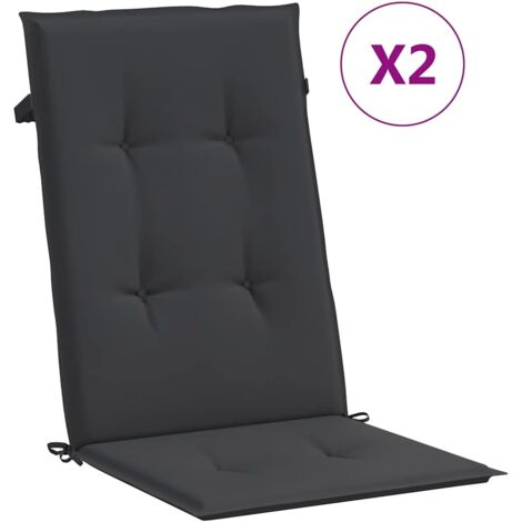 Lot de 2 Coussins de chaise de jardin à Dossier,Coussins de Chaise Dossier Siège Confortables noir tissu -AD79111