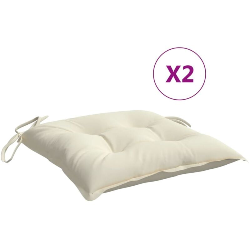 Maison Chic - Lot de 2 Coussins de chaise Galettes de chaise Blanc crème 40x40x7 cm Tissu
