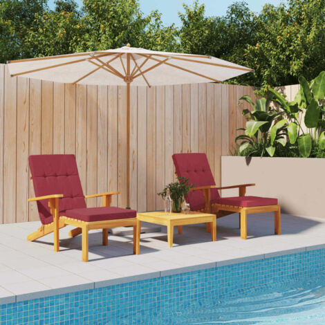 Lot de 2 Coussins de chaise longue,Coussins de Chaise Siège Dossier rouge bordeaux tissu oxford -AD31238