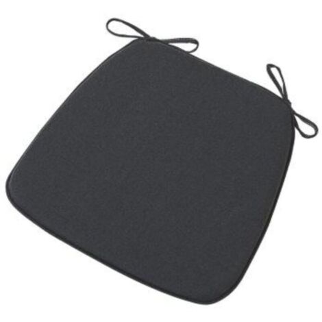 Lot de 2 coussins de chaise mesurant 40 x 38 x 3 cm, avec sangles, antidérapants et amovibles, idéal pour décorer les cuisines et les salons, noir.