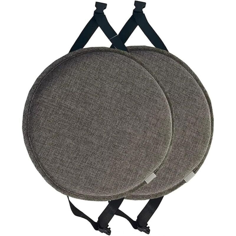 Lot De 2 Coussins De Chaise Ronds avec Attaches,Galette De Chaise for Tabouret Haut,Coussin De Siège Rond for Salle À Manger,Cuisine Et Bureau(Dark