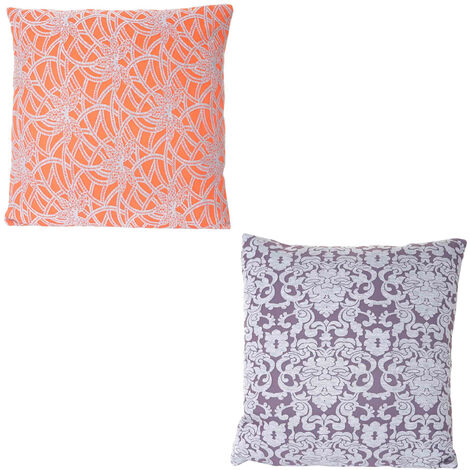 Lot de 2 coussins de décoration baroque + fleurs, coussins avec bourrage 45x45cm
