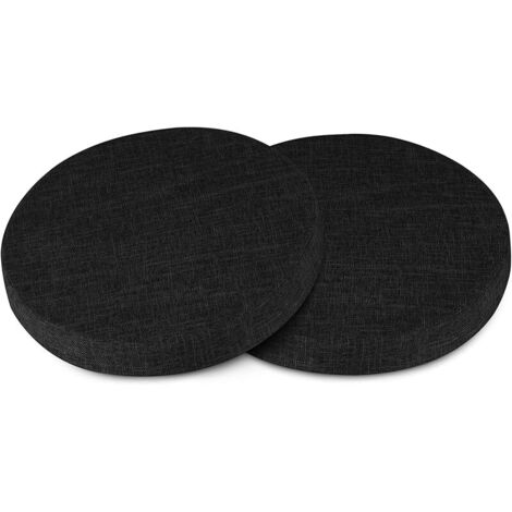 Lot de 2 coussins de siège ronds amovibles, ronds, avec fond antidérapant, pour l'intérieur et la salle à manger, la cuisine, 40 x 40 cm, noir