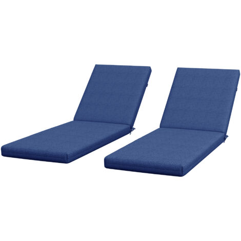 Lot de 2 Coussins de Transat pour Chaise Longue avec Fixation, Bleu