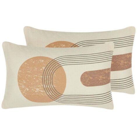 Lot de 2 Coussins Décoratifs avec Motif Géométrique 30 x 50 cm en Polyester Multicolore Beliani