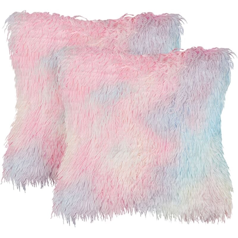 Beliani - Lot de 2 Coussins Décoratifs en Coton Multicolore Arc-en-Ciel 45 x 45 cm Amaryllis