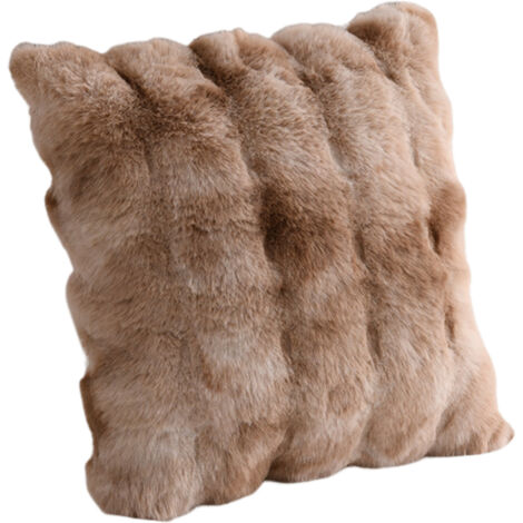 Lot de 2 coussins décoratifs en peluche imitation lapin, coussins pour canapé, coussins de tête de lit et coussins double usage