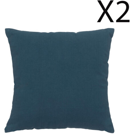 Lot de 2 coussins déhoussables coloris bleu - Longueur 38 x Profondeur 12 x Hauteur 38  cm