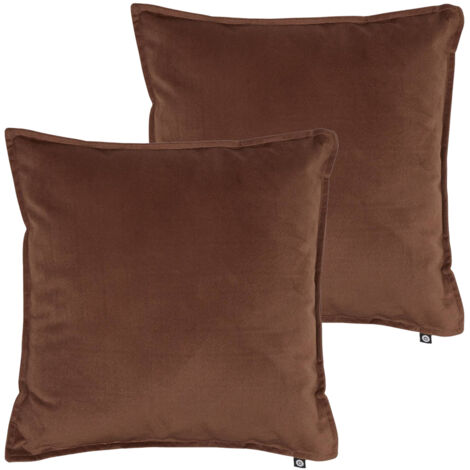 Lot de 2 coussins déhoussables en polyester coloris marron - Longueur 45 x largeur 6 x Hauteur 45 cm