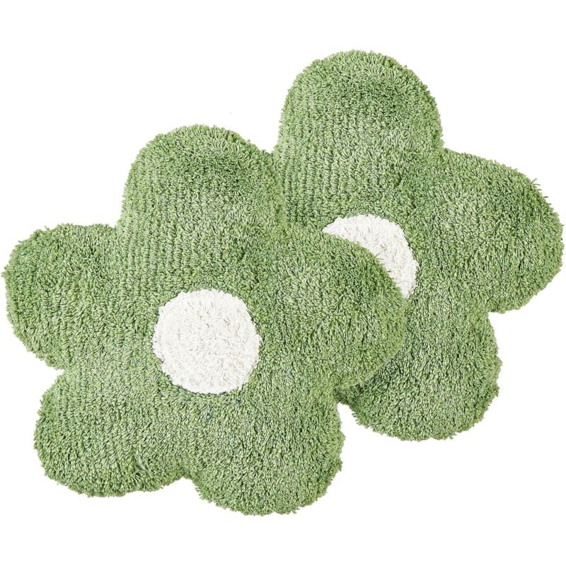 Beliani - Lot de 2 Coussins en Coton 30 x 30 cm Chambres Enfants en Forme de Fleur Vert Sorrel