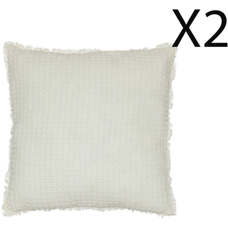Lot de 2 coussins en coton coloris Blanc - Longueur 45 x Profondeur 10 x Hauteur 45 cm Pegane