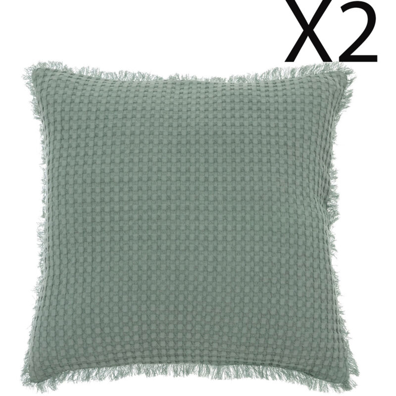 Lot de 2 coussins en coton coloris vert Céladon - Longueur 45 x Profondeur 10 x Hauteur 45 cm Pegane