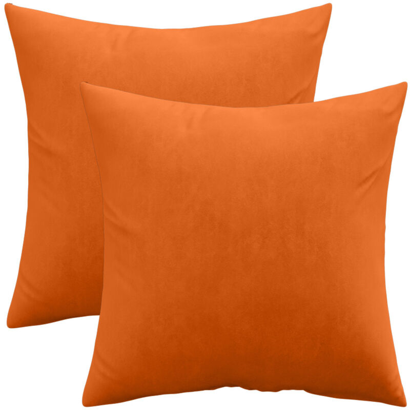 Privatefloor - Lot de 2 coussins en velours - housse et garnissage - Mesmal Orange