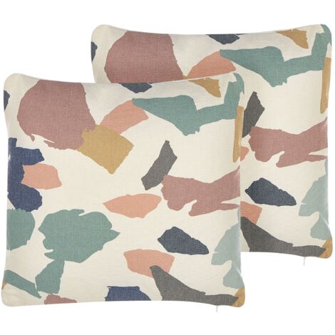 Lot de 2 Coussins Motifs Abstraits 45 x 45 cm Polyester Multicolore Fothergilla