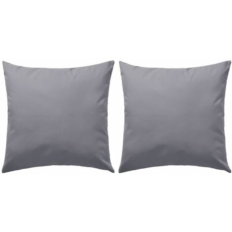 Lot de 2 coussins oreiller pour extérieur décoration jardin 45 x 45 cm gris DEC020102