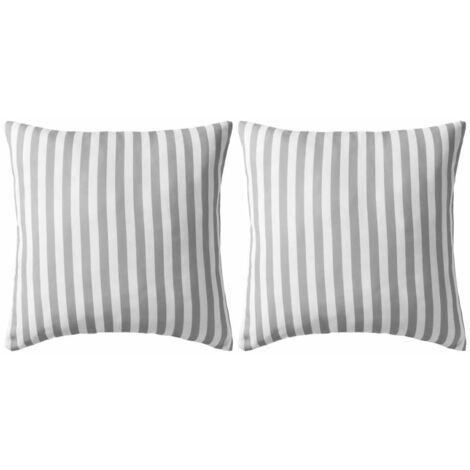 Lot de 2 coussins oreiller pour extérieur décoration jardin 45 x 45 cm rayure gris DEC020109