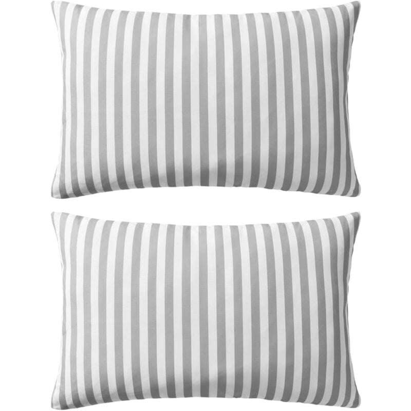 Lot de 2 coussins oreiller pour extérieur décoration jardin 60 x 40 cm rayure gris DEC020111