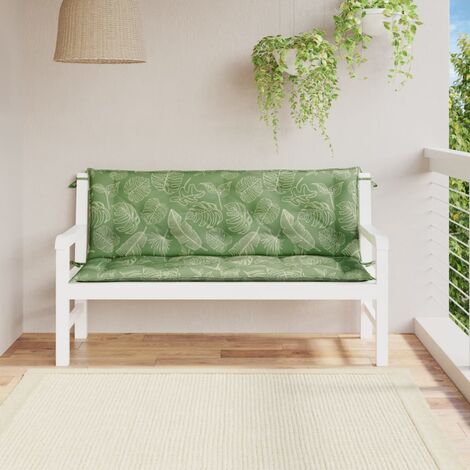 Lot de 2 Coussins pour banc de jardin motif de feuilles tissu -FV89080 - Vert