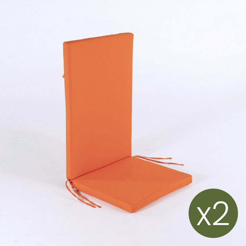 Lot de 2 coussins pour fauteuil inclinable d'extérieur standard couleur orange | Dimensions: 48x114x5 cm | Repousse l'eau | Dého