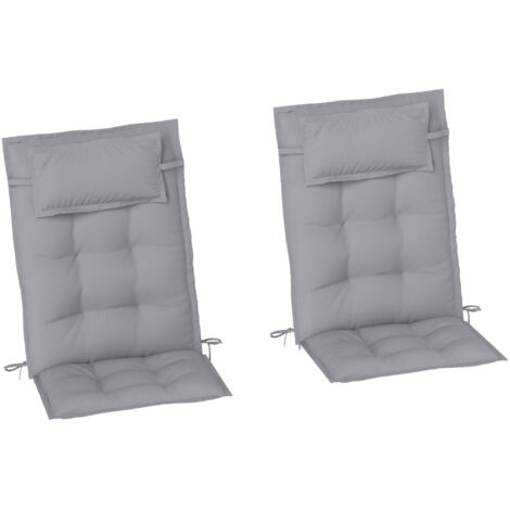 Lot de 2 coussins pour transat 50x116x5 cm gris clair imperméables. Housse résistante adaptée aux chaises longues de jardin et plage.