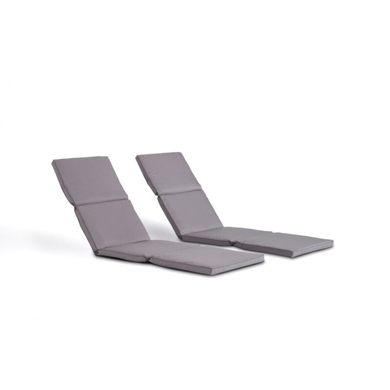 Concept-usine - Lot de 2 coussins gris pour transat, bains de soleil et chaises longues
