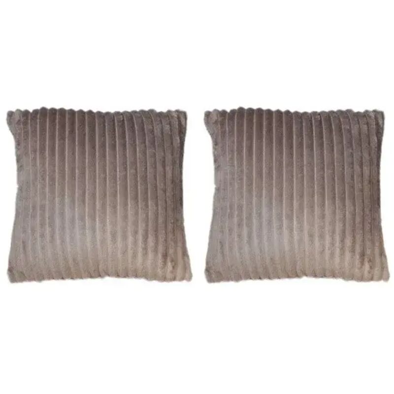 Lot 2 coussins 40 cm marron glacé en velours côtelé doux - boreal