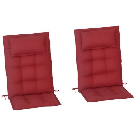 Lot de 2 coussins transat déperlants 50x116x5cm, couleur bordeaux