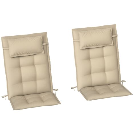 Lot de 2 coussins transat jardin déperlants 50x116x5cm, couleur beige