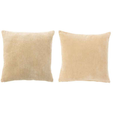 Lot de 2 coussins velours carre beige 10x45x45cm