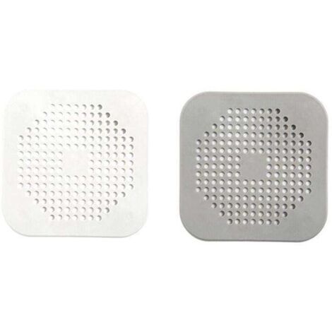 Lot de 2 couvercles de bonde carrés pour douche, récupérateurs de cheveux, bouchons plats en silicone blanc