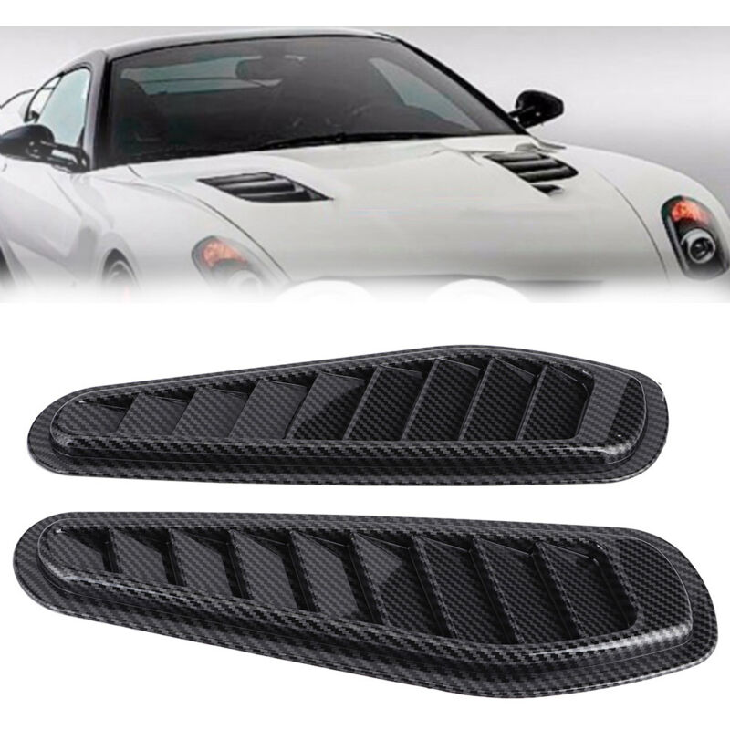 Lot de 2 couvercles de ventilation de capot de voiture en fibre de carbone, style universel