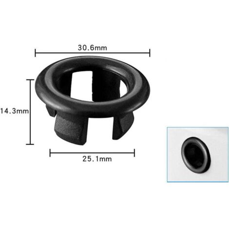 Lot de 2 Couvercles de Vidange pour Évier Salle de Bain Noir Anneau Creux 22 à 24 mm