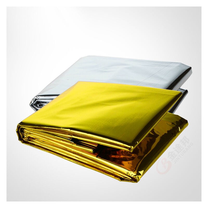 Lot de 2 couvertures d'urgence pour camping, couverture thermique d'urgence réutilisable, couverture en aluminium coupe-vent et imperméable