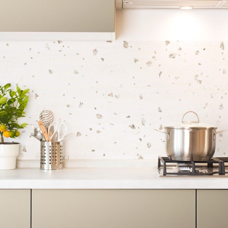 99déco - Lot de 2 crédences alu L120xH 45cm Terrazzo Marron 99deco