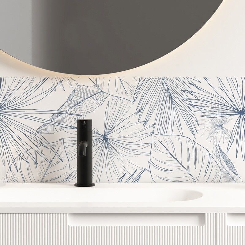 Lot de 2 Crédences PVC 3 mm Floral Bleu - 99deco - L70xH30cm Ep.3 mm