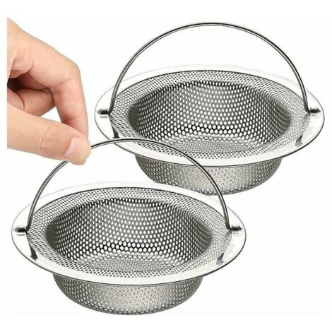 Lot de 2 crépines de vidange en acier inoxydable anti-obstruction pour évier de cuisine 11 x 7,5 x 2 cm