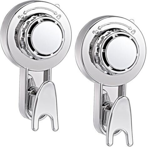 Lot de 2 Crochet à Ventouse Sous Vide Puissante Crochet Porte Torchon Serviette Salle de Bain Ventouse Murale Crochets Ventouse pour Cuisine Torchon Douche Fenêtre Verre (Argent)