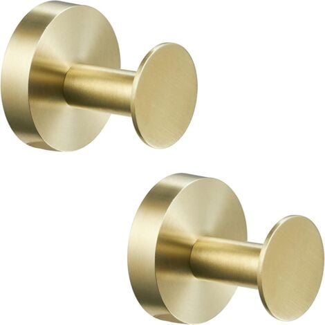 CSPARKV Lot de 2 Crochet à Vêtement Sac Rond Fond en Acier Inoxydable, Peignoir Crochet Couleur Dorée Finition Brossée, Fixation Murale pour Chambre Entrée