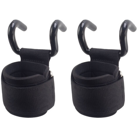 Lot de 2 Crochet Musculation, Crochet de Levage en Acier avec Grip Antidérapant Bandage de Poignet pour Fitness,Crossfit, Haltérophilie