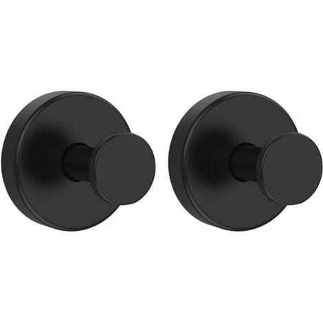 Lot de 2 crochets à ventouse réutilisables sans perçage pour salle de bain, en acier inoxydable pour portes en verre, carrelage, noir
