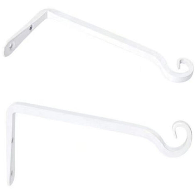 Lot de 2 Crochets- Blanc de Suspension Muraux Décoration Fer Forgé pour Jardin avec Vis pour Plantes Mangeoires à Oiseaux Lanternes