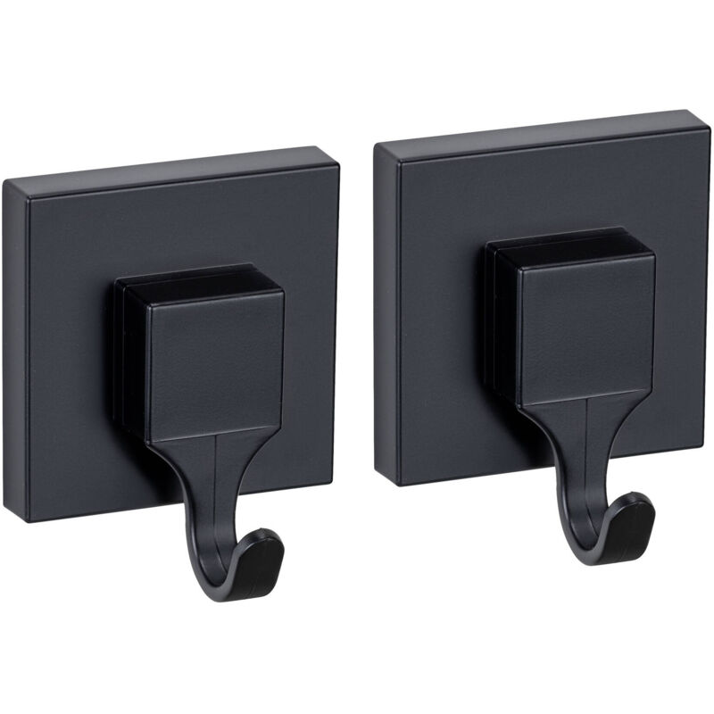 Wenko - Ensemble de 2 crochets pour serviettes quadro, installation sans perçage.