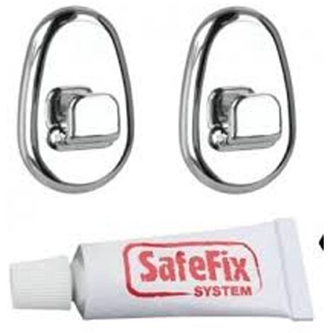 Lot de 2 crochets chromés avec colle Safe Fix extra forte