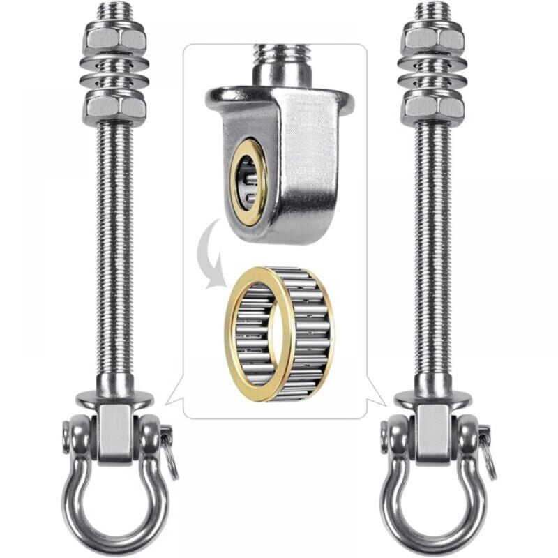 Lot de 2 crochets de balançoire avec roulement en acier inoxydable 304 pour poutres en bois et métal, parfaits pour accrocher des hamacs, des