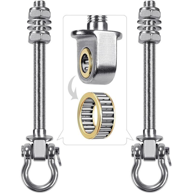Lot de 2 crochets de balançoire avec roulement en acier inoxydable 304 pour poutres en bois et métal, parfaits pour accrocher des hamacs, des
