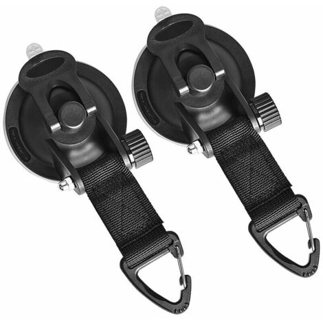Lot de 2 crochets de fixation �� ventouse pour auvent de voiture, tente de camping, bache - 2 Pi��ces - Noir